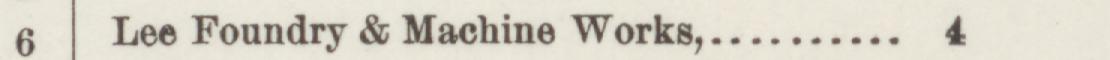 The index line reading Lee Foundry & Machine Works in the 1889 atlas