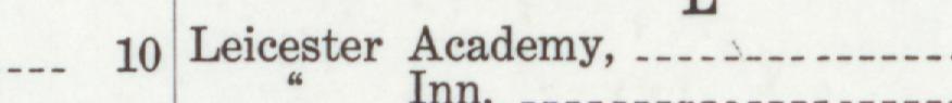 The index line reading Leicester Academy in the 1910 atlas