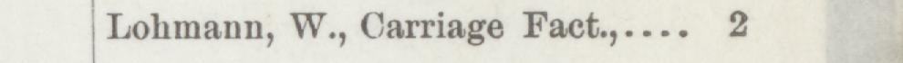 The line reading Lohmann, W., Carriage Fact in the 1887 atlas index