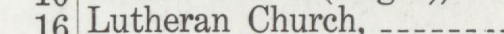 The index line reading Lutheran Church in the 1916 atlas