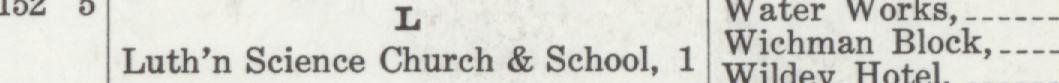 The line reading Luthn Science Church &School, 1 in the 1910 atlas index