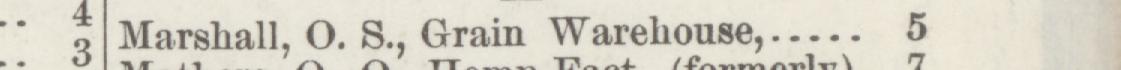 The line reading Marshall, O. S., Grain Warehouse in the 1887 atlas index