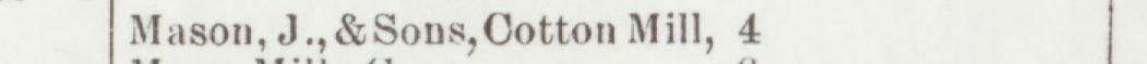 The index line reading Mason, J.,&Sons, Cotton Mill, 4 in the 1899 atlas