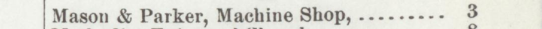 The line reading Mason & Parker, Machine Shop in the 1896 atlas index
