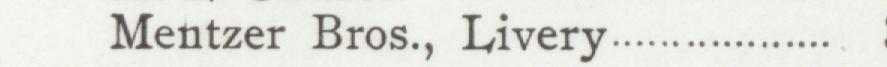 The line reading Mentzer Bros., Livery in the 1901 atlas index