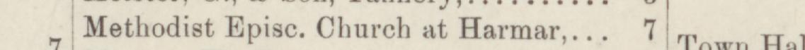 The line reading Methodist Episc. Church at Harm in the 1884 atlas index