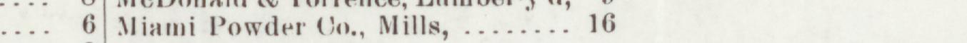The line reading Miami Powder Oo., Mills, 16 in the 1901 atlas index