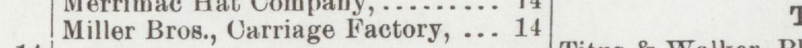 The index line reading Miller Bros., Carriage F'actory, :.: 1 in the 1899 atlas