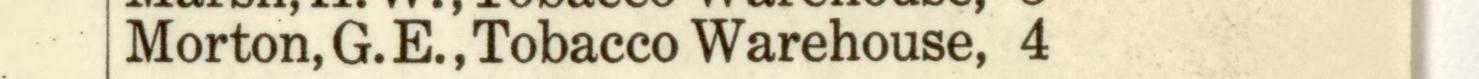 The line reading Morton, G.E.,Tobacco Warehouse in the 1915 atlas index