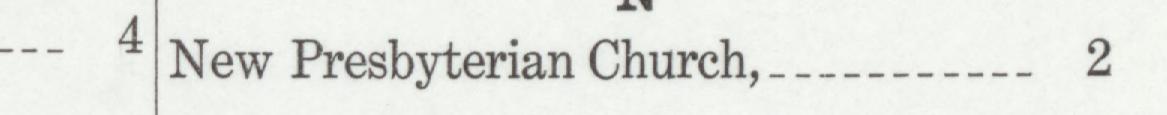 The index line reading New Presbyterian Church in the 1910 atlas