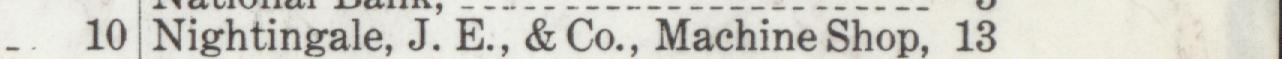 The index line reading Nightingale, J. E., & Co., Machine Sho in the 1909 atlas