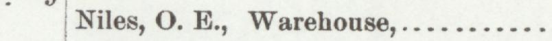The line reading Niles, O. E., Warehouse in the 1899 atlas index