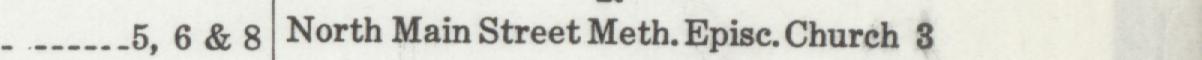 The line reading North Main Street Meth. Episc. Church 3 in the 1921 atlas index