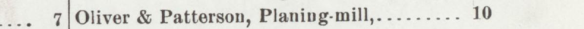 The line reading Oliver & Patterson, Planing-mill in the 1901 atlas index