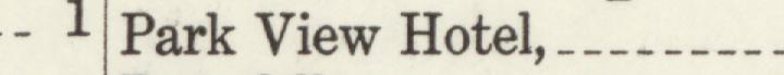 The line reading Park View Hotel in the 1910 atlas index