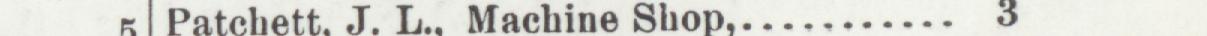 The line reading Patehett. J. L Machine Shop in the 1903 atlas index