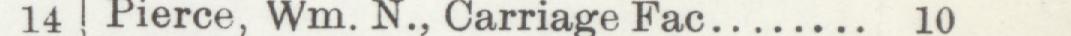 The line reading Pierce, Wm. N., Carriage Fac in the 1907 atlas index