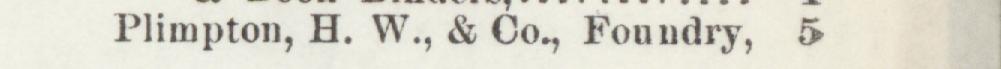 The line reading Plimpton, H.W.,& Oo.,Foundry in the 1897 atlas index