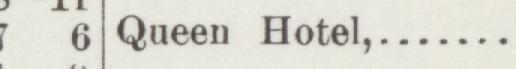 The line reading Queen Hotel in the 1891 atlas index