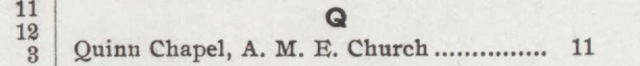 The line reading Quint Chapel, A. M. B. Church in the 1900 atlas index