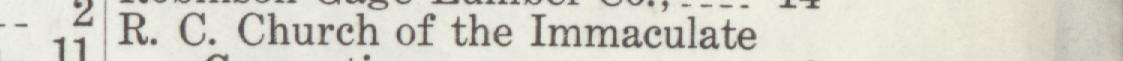 The line reading R. C. Church of the Immaculate in the 1911 atlas index