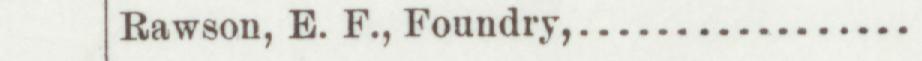 The line reading Rawson, E. F., Foundry in the 1893 atlas index
