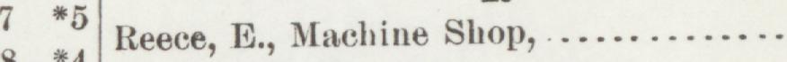 The line reading Reece, E., Machine Shop in the 1892 atlas index