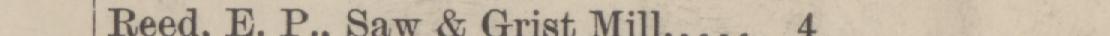 The line reading Reed. E. P. Saw & Grist Mill in the 1885 atlas index