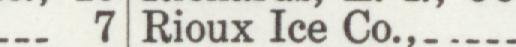 The line reading Rioux Ice Co in the 1916 atlas index