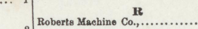 The line reading Roberta Machine Co in the 1896 atlas index