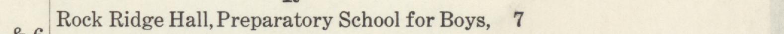 The line reading Rock Ridge Hall, Preparatory School for Boys in the 1912 atlas index