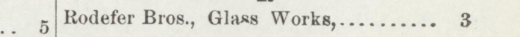 The line reading Rodefer Bros., Glass Works in the 1895 atlas index