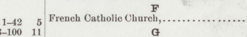 The index line reading Freneh Catholic Church in the 1892 atlas