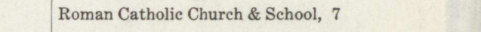 The line reading Roman Catholie Church & School, 7 in the 1911 atlas index