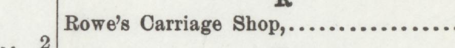 The index line reading Rowe's Carriage Shop in the 1899 atlas