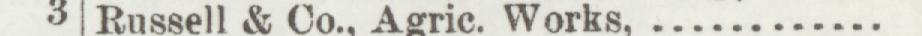 The line reading Russell & Co., Agrie. Works in the 1896 atlas index