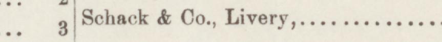 The line reading Schack & Co., Livery in the 1887 atlas index