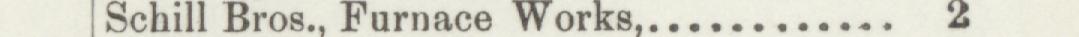 The line reading Schill Bros., Furnace Works in the 1896 atlas index