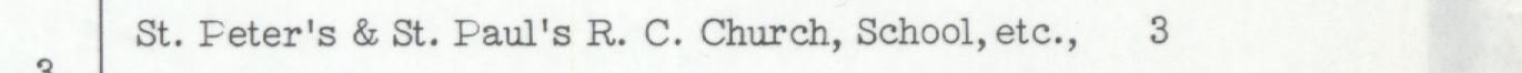 The line reading St. Feter's & St. Faul's R. C. Church, School, etc in the 1947 atlas index