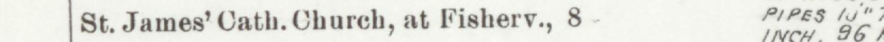 The line reading St. James' Cath. Church, at Fisherv., 8 in the 1904 atlas index