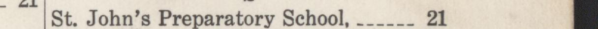 The index line reading St. John's Preparatory School, __ in the 1948 atlas