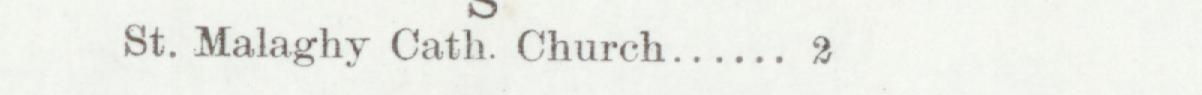 The line reading St. Malaghy Cath. Church in the 1901 atlas index