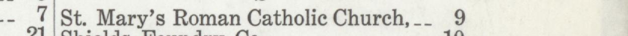 The line reading St. Mary's Roman Catholic Church,-_ in the 1916 atlas index