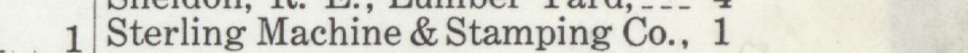 The line reading Sterling Machine & Stamping Co., 1 in the 1911 atlas index