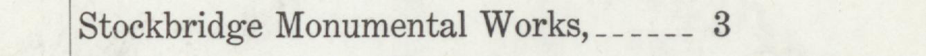 The line reading Stockbridge Monumental Works in the 1911 atlas index