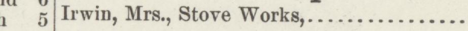 The index line reading Irwin, Mrs., Stove Works in the 1890 atlas