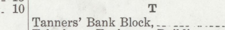 The line reading Tanners' Bank Block in the 1918 atlas index