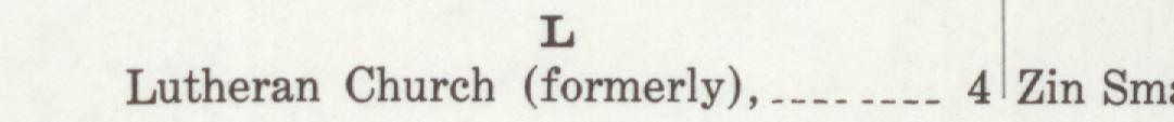 The index line reading Lutheran Church (formerly) in the 1911 atlas