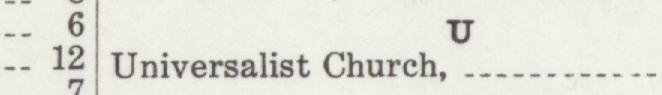The index line reading Universalist Church in the 1911 atlas