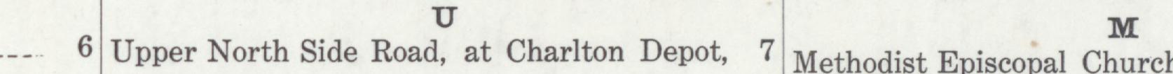 The line reading Upper North Side Road, at Charlton Depot in the 1910 atlas index